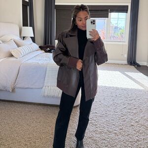 Norma Kamali Oversized Moto Jacket in Chocolate